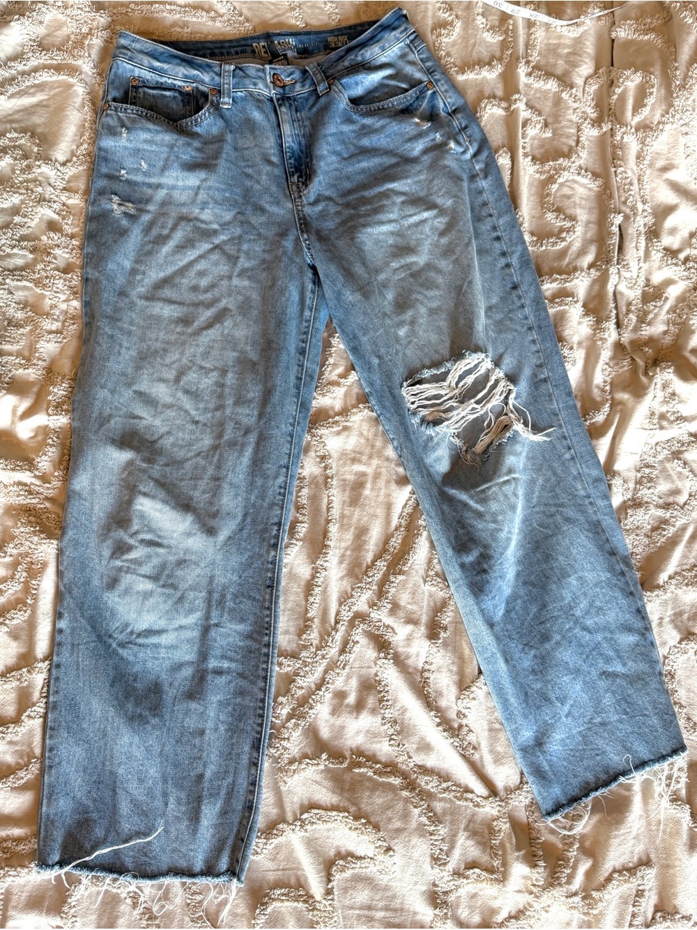 Rewash Light Blue Wide Leg Distressed Jeans